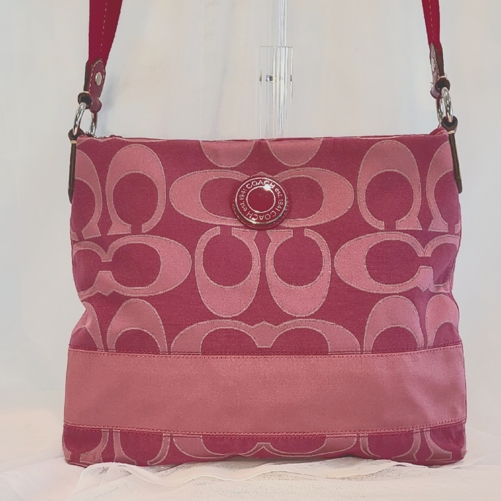 Coach Raspberry Signature Shoulder Bag